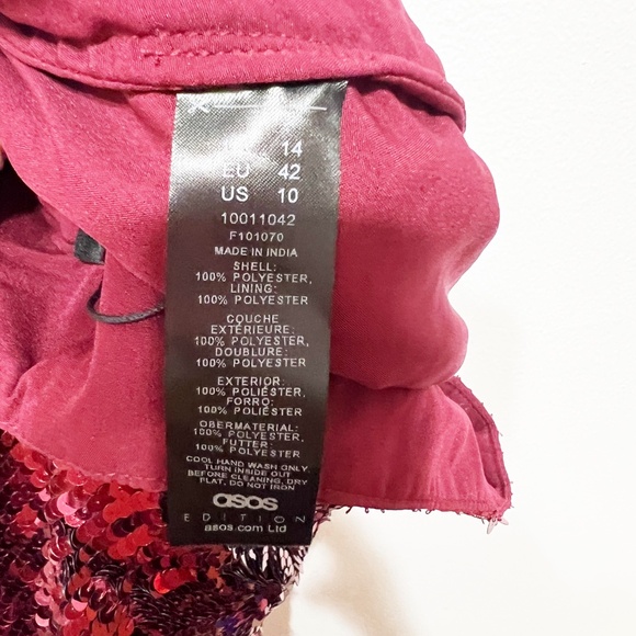 NEW ASOS Editions Hot Pink Sequin Glitter Sparkle Embellished Slit Midi Skirt 10 - Picture 3 of 4